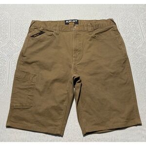 Ariat Rebar M4 Mens Field Brown Low Rise Straight Work Shorts Size 36 Utility